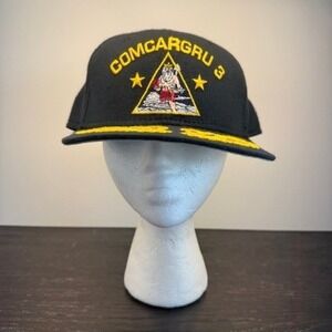 New Era COMCARGRU 3 US Navy Snapback Hat Vintage Scrambled Eggs Made in USA